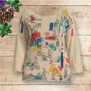 Ali Miles Dillard’s Plus 2x Gray Multicolor abstract T Tunic Top Parisian Paris